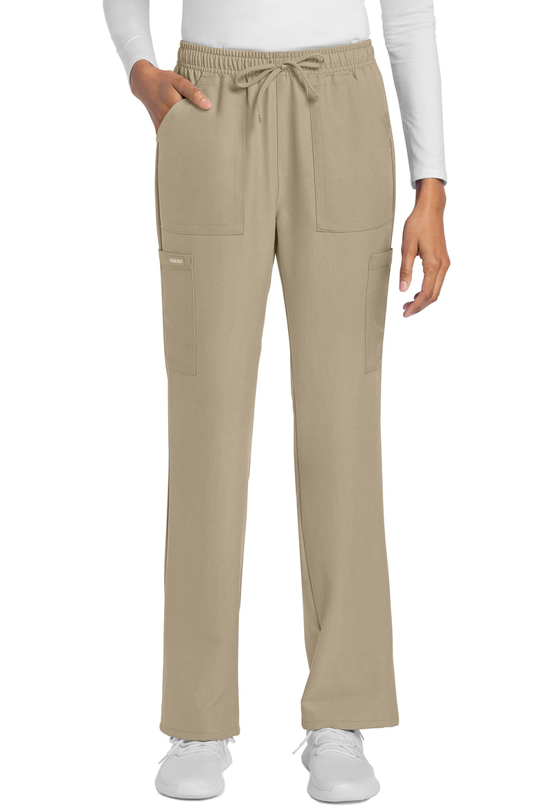 Khaki - Cherokee WW Originals Ultra Women Scrub Pants - Front View
