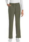 Olive - Women's Mid Rise Drawstring Trouser Cargo Scrub Pants