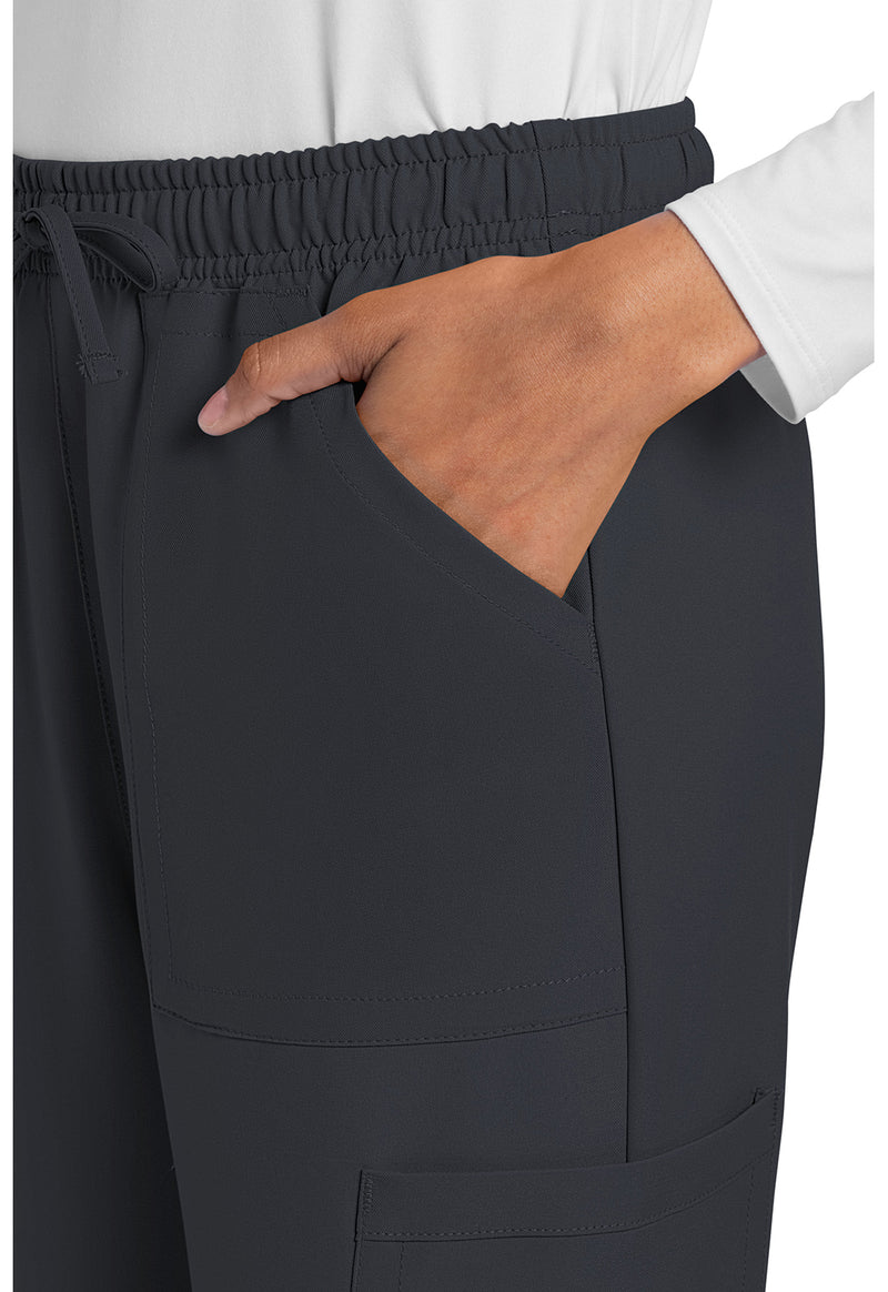 Pewter - Women's Mid Rise Drawstring Trouser Cargo Scrub Pants – Regular (View 2)