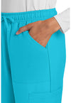 Turquoise - Women's Mid Rise Drawstring Trouser Cargo Scrub Pants – Regular (View 2)