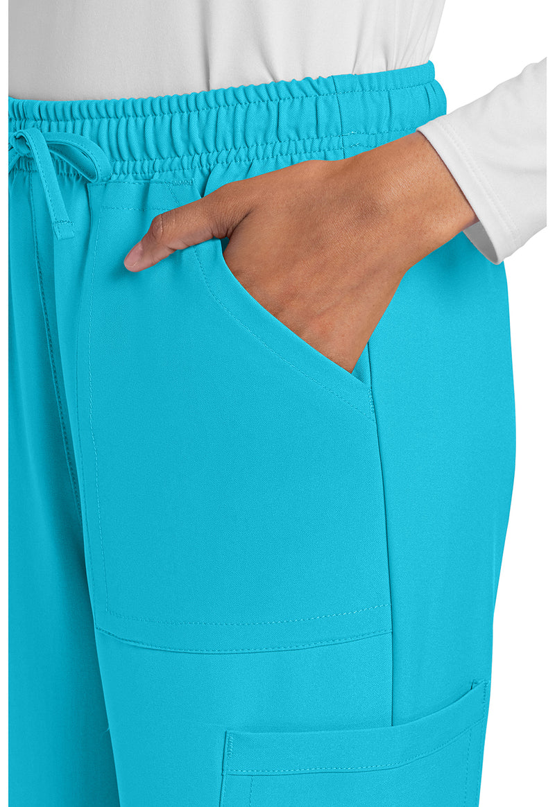 Turquoise - Women's Mid Rise Drawstring Trouser Cargo Scrub Pants – Regular (View 2)
