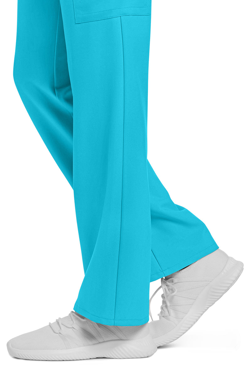 Turquoise - Women's Mid Rise Drawstring Trouser Cargo Scrub Pants – Regular (View 4)