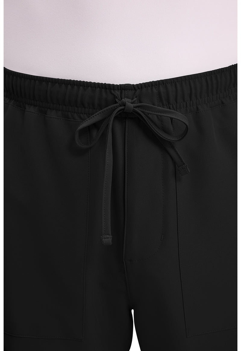 Black - Men's Mid Rise Zip Fly Straight Leg Scrub Pants – Short (View 2)