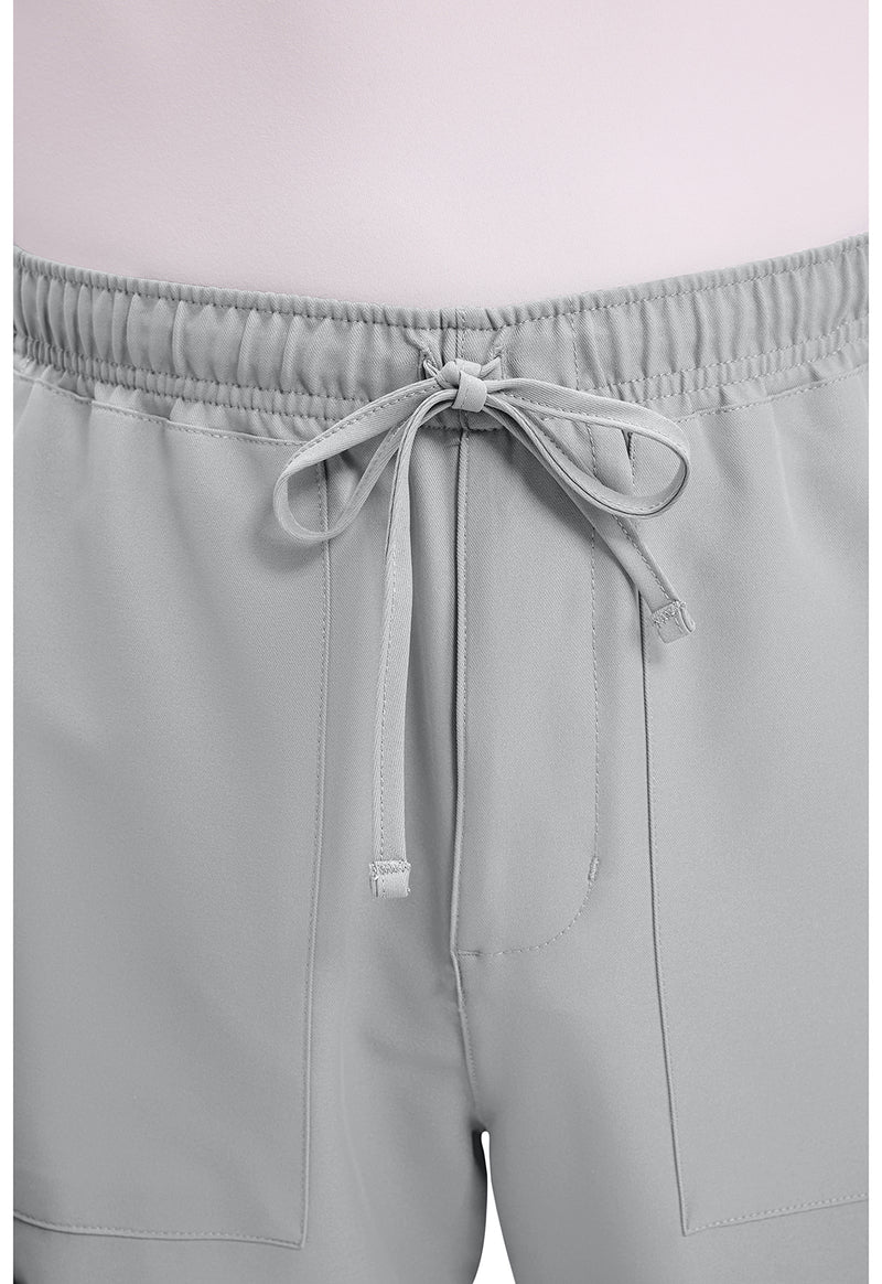 Grey - Men's Mid Rise Zip Fly Straight Leg Scrub Pants – Short (View 2)