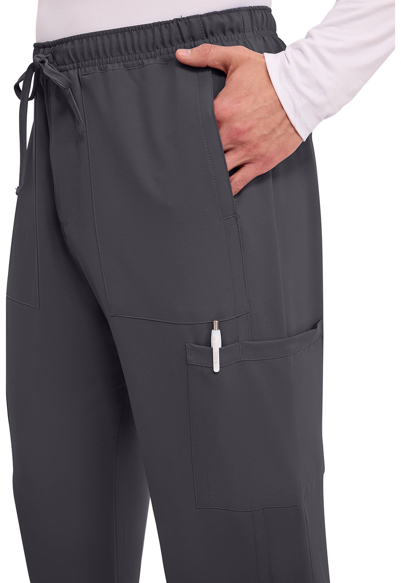 Pewter - Men's Mid Rise Zip Fly Straight Leg Scrub Pants – Short (View 3)