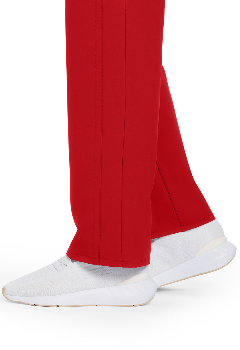 RED - Men's Mid Rise Zip Fly Straight Leg Scrub Pants – Short (View 4)