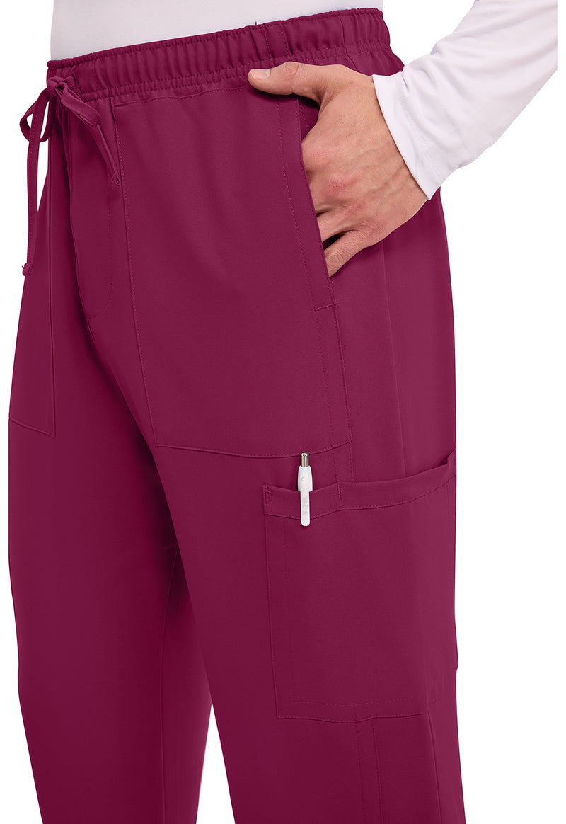Wine - Men's Mid Rise Zip Fly Straight Leg Scrub Pants – Short (View 3)