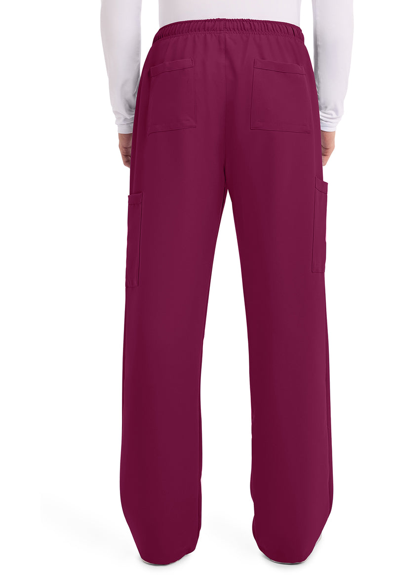 Wine - Men's Mid Rise Zip Fly Straight Leg Scrub Pants – Short (Back)