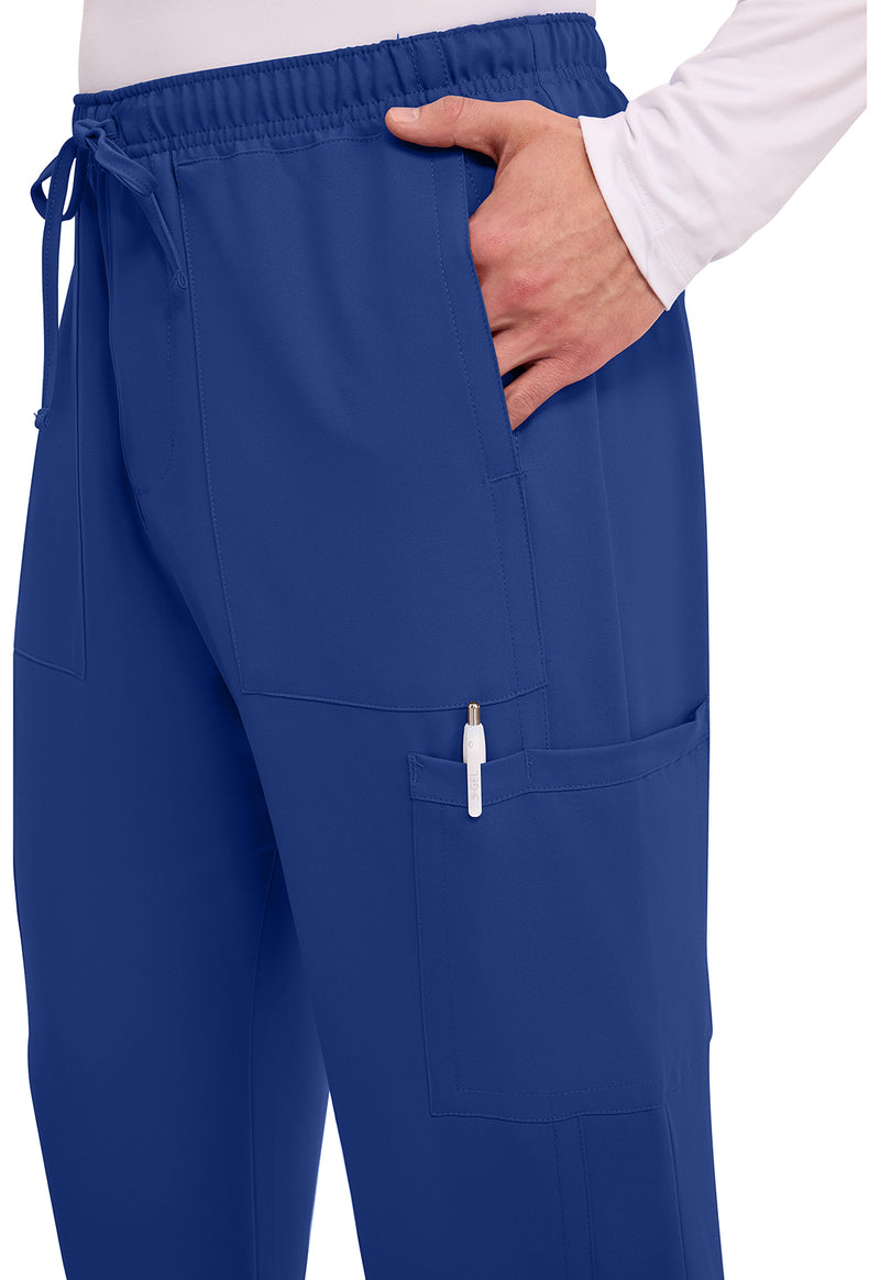 Galaxy Blue - Men's Mid Rise Zip Fly Straight Leg Scrub Pants – Tall (View 3)