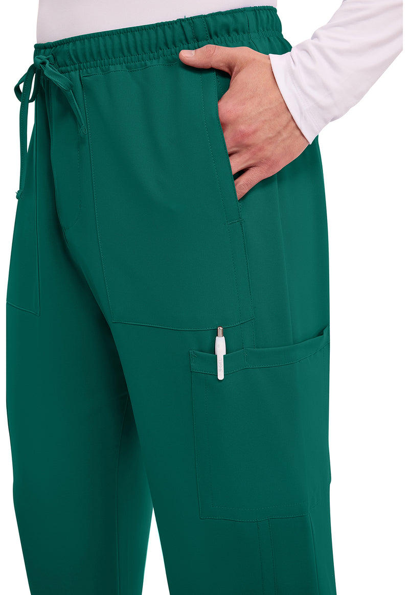 Hunter Green - Men's Mid Rise Zip Fly Straight Leg Scrub Pants – Tall (View 3)