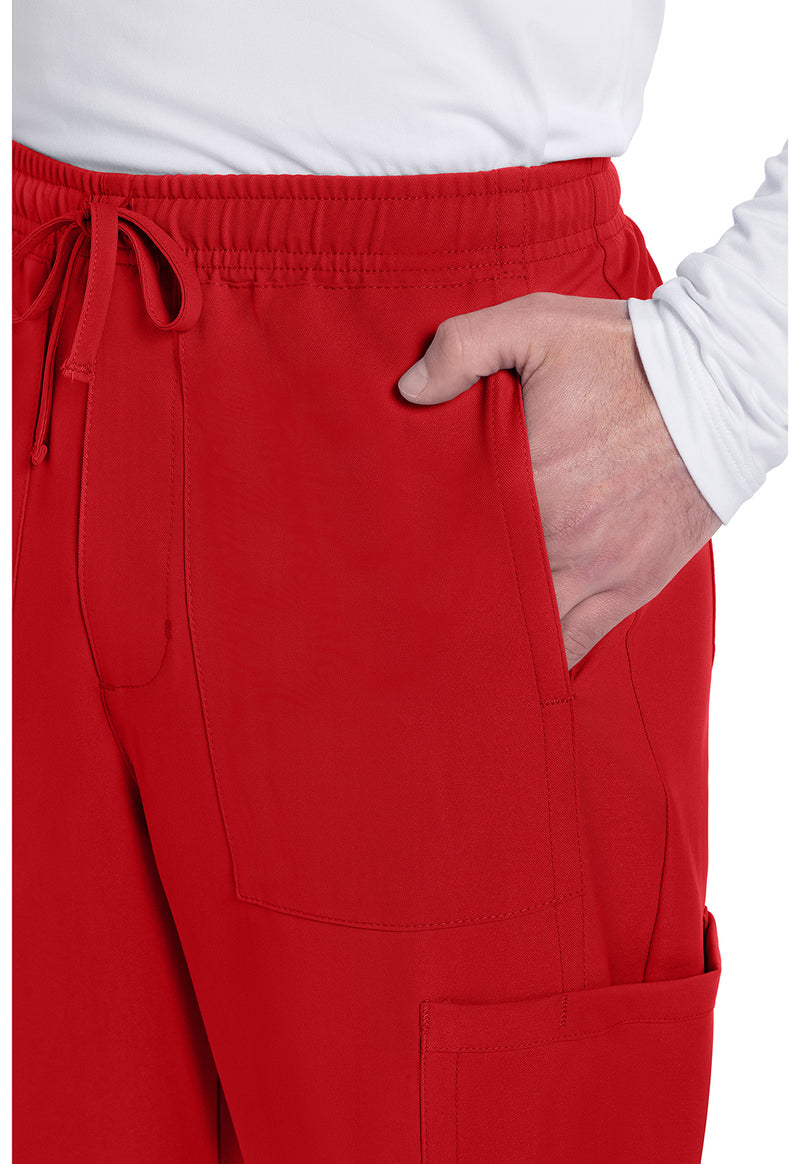 RED - Men's Mid Rise Zip Fly Straight Leg Scrub Pants – Tall (View 2)