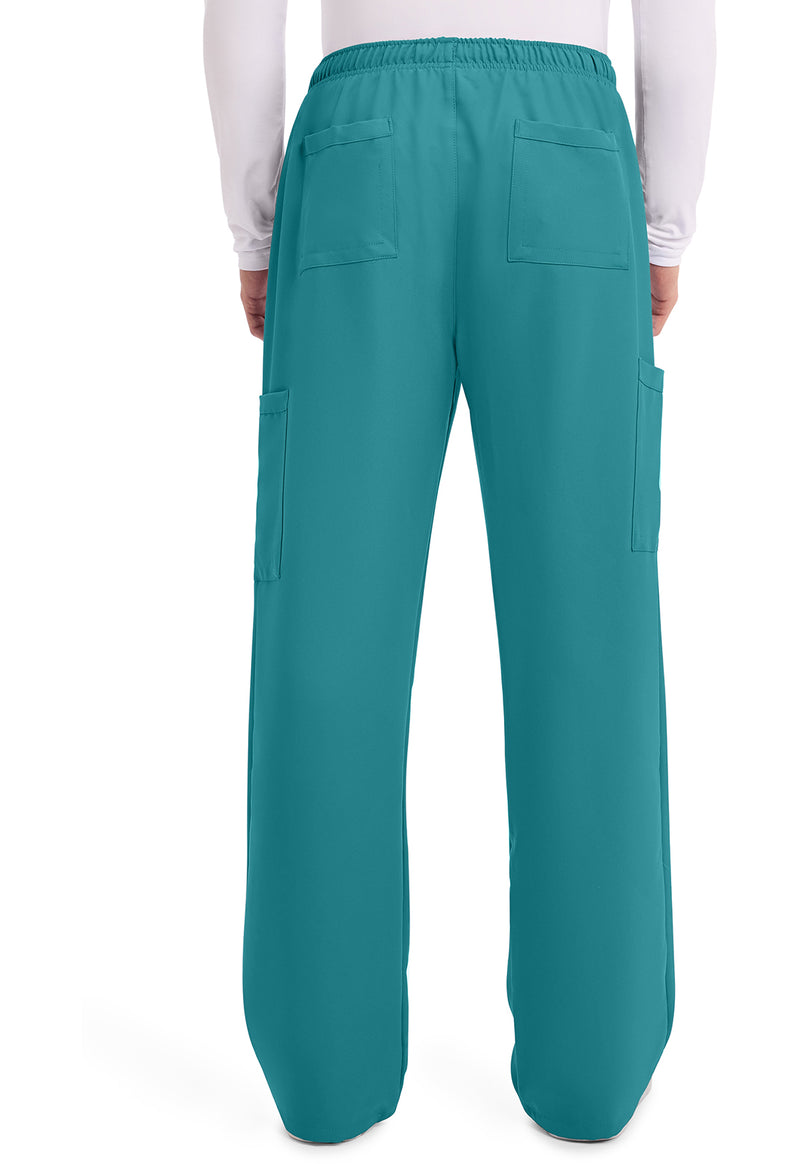 Teal Blue - Men's Mid Rise Zip Fly Straight Leg Scrub Pants – Tall (Back)