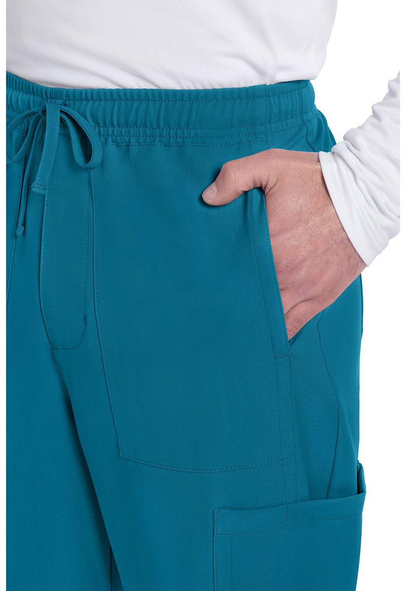 Caribbean Blue - Men's Mid Rise Zip Fly Straight Leg Scrub Pants – Regular (View 2)