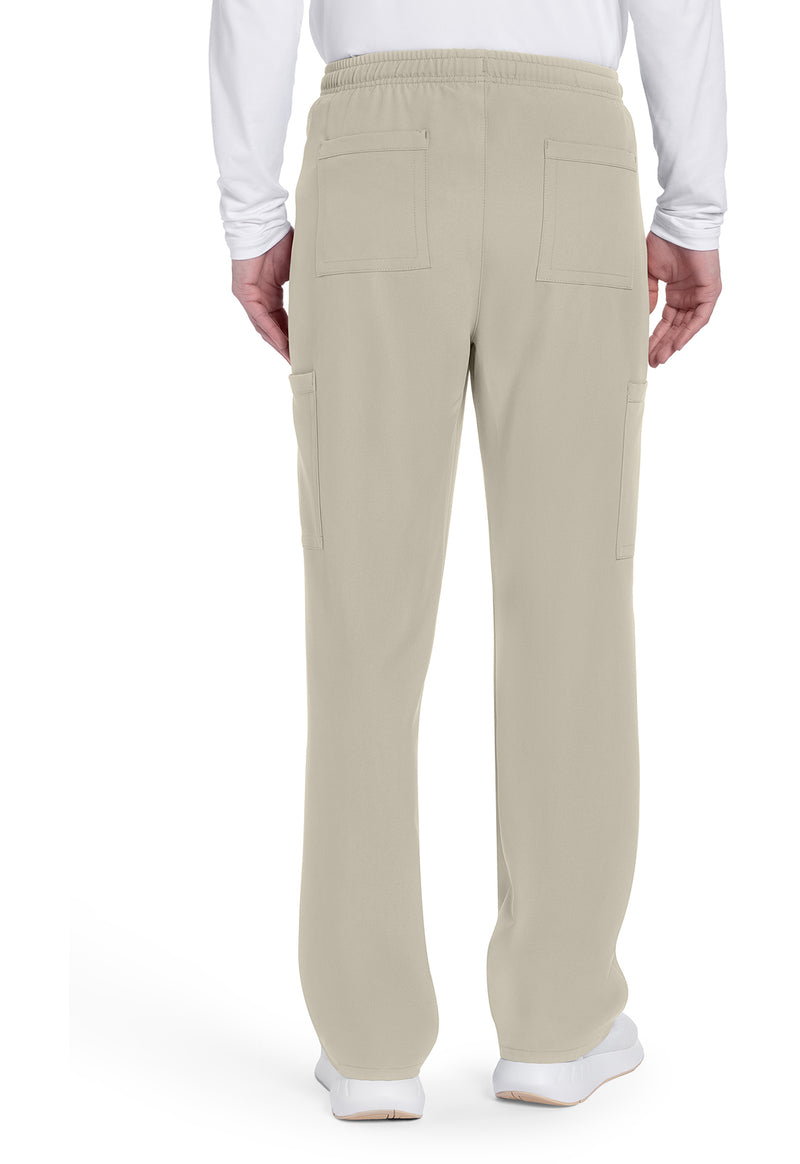 Khaki - Cherokee WW Originals Ultra Men Scrub Pants - Back View