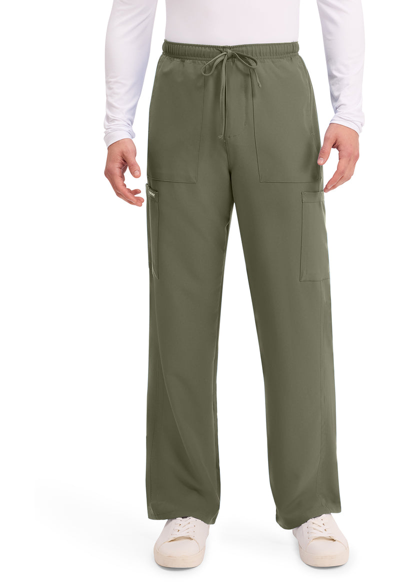 Olive - Cherokee WW Originals Ultra Men Scrub Pants - Front View