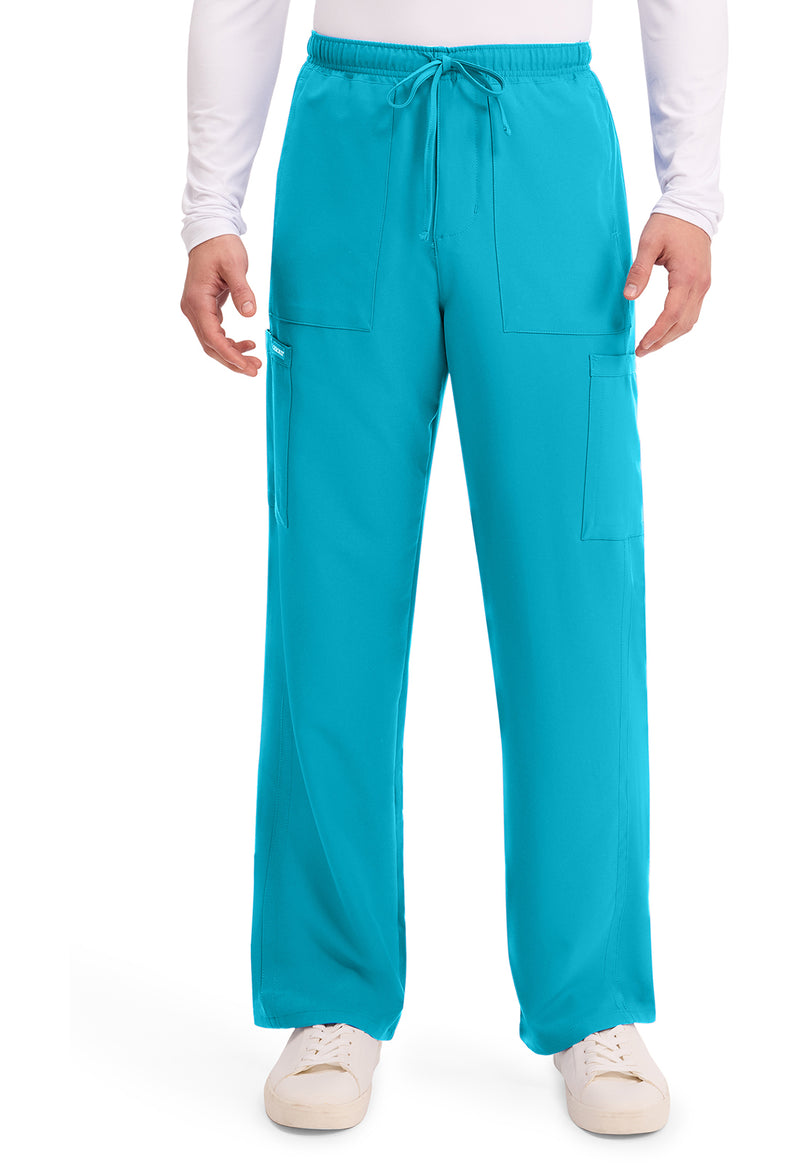 Turquoise - Cherokee WW Originals Ultra Men Scrub Pants - Front View