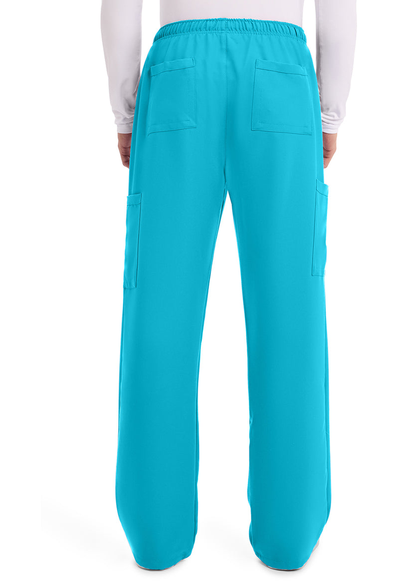 Turquoise - Cherokee WW Originals Ultra Men Scrub Pants - Back View