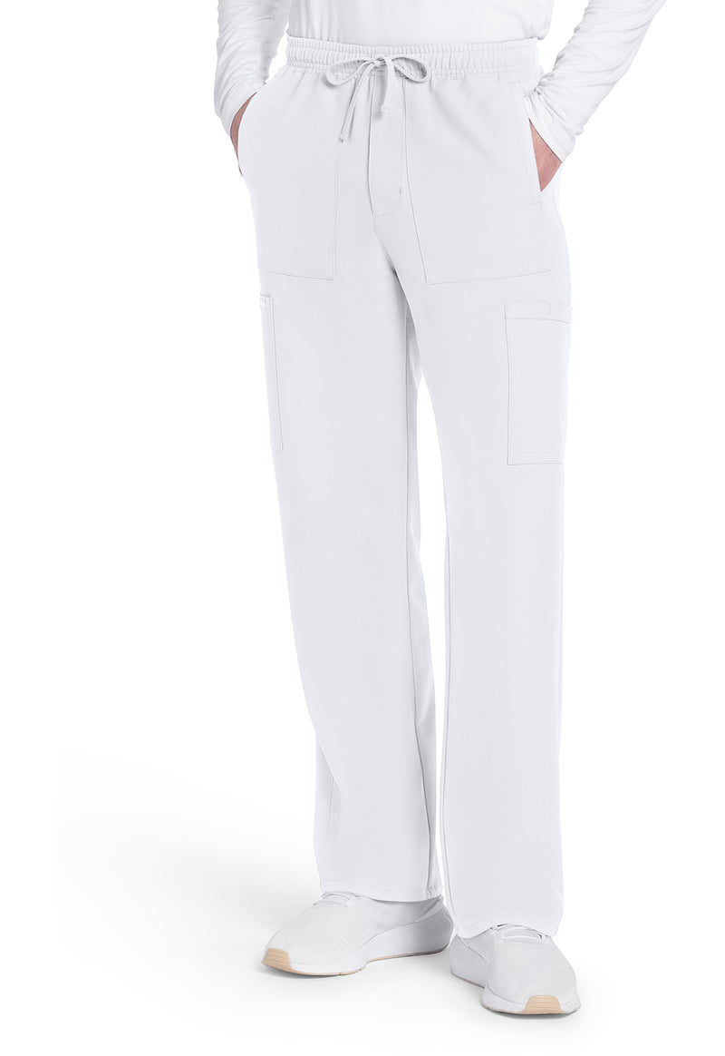 White - Cherokee WW Originals Ultra Men Scrub Pants - Front View
