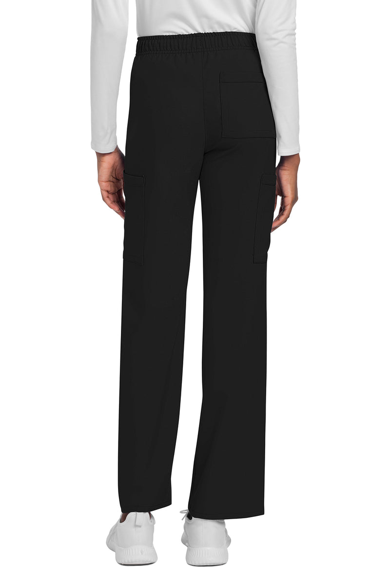 Black - Unisex Mid Rise Drawstring Straight Scrub Pants – Short (Back)