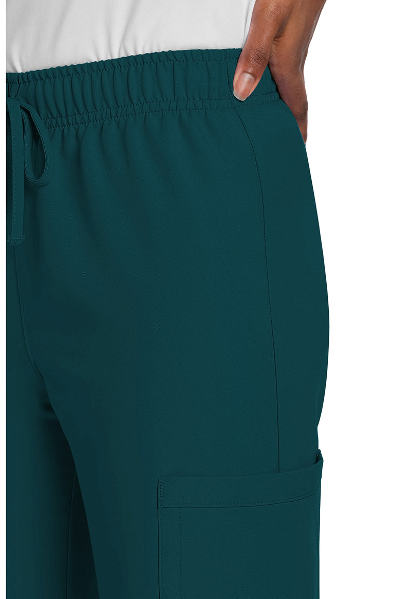 Caribbean Blue - Unisex Mid Rise Drawstring Straight Scrub Pants – Short (View 2)