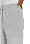 Grey - Unisex Mid Rise Drawstring Straight Scrub Pants – Short (View 2)