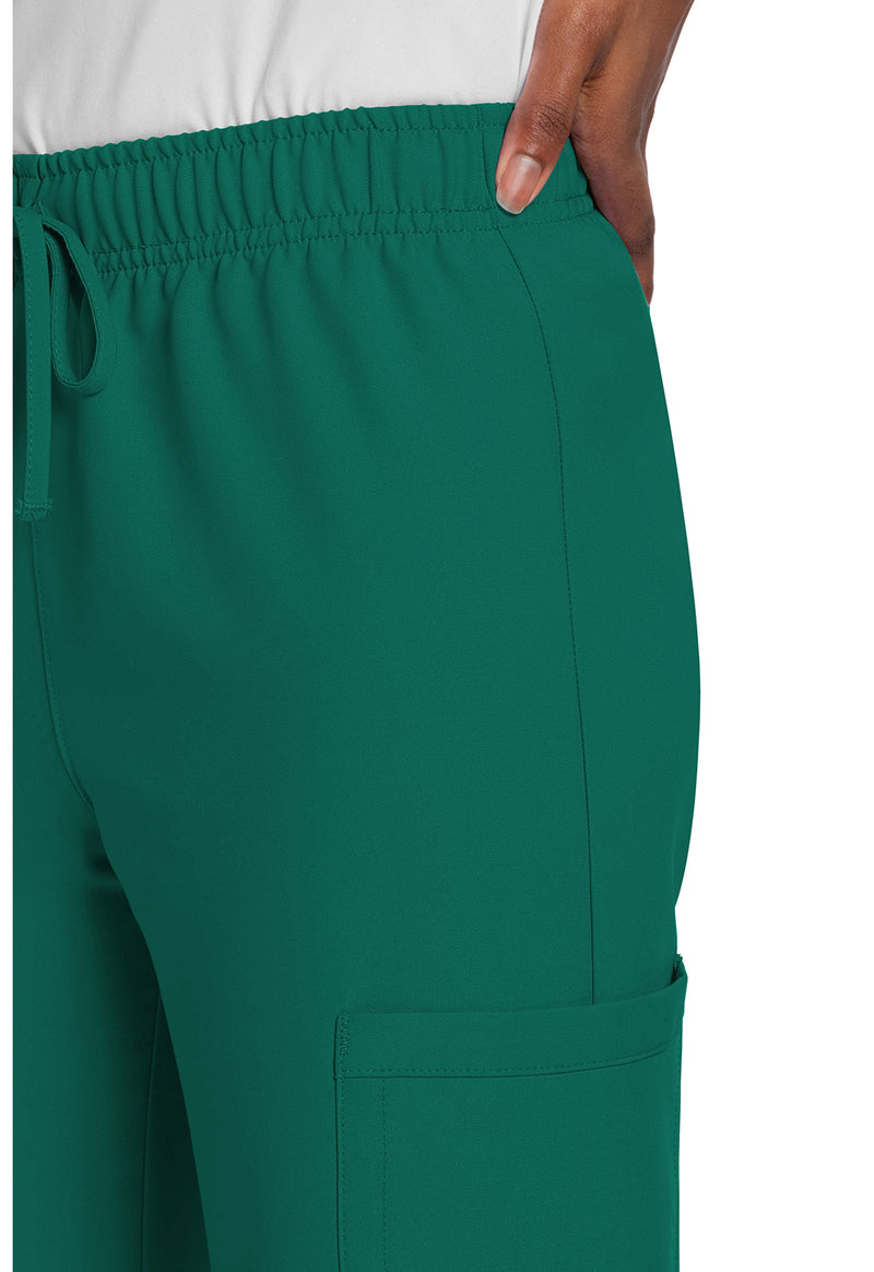 Hunter Green - Unisex Mid Rise Drawstring Straight Scrub Pants – Short (View 2)