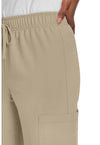 Khaki - Unisex Mid Rise Drawstring Straight Scrub Pants – Short (View 2)