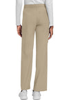 Khaki - Unisex Mid Rise Drawstring Straight Scrub Pants – Short (Back)