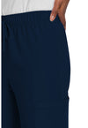 Navy - Unisex Mid Rise Drawstring Straight Scrub Pants – Short (View 2)