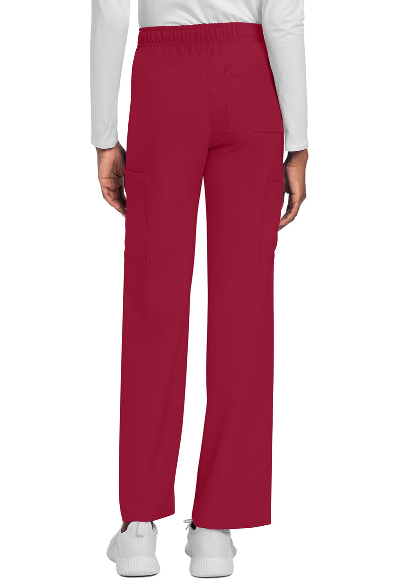 RED - Unisex Mid Rise Drawstring Straight Scrub Pants – Short (Back)