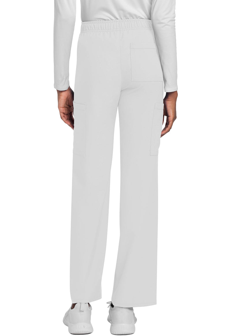 White - Unisex Mid Rise Drawstring Straight Scrub Pants – Short (Back)