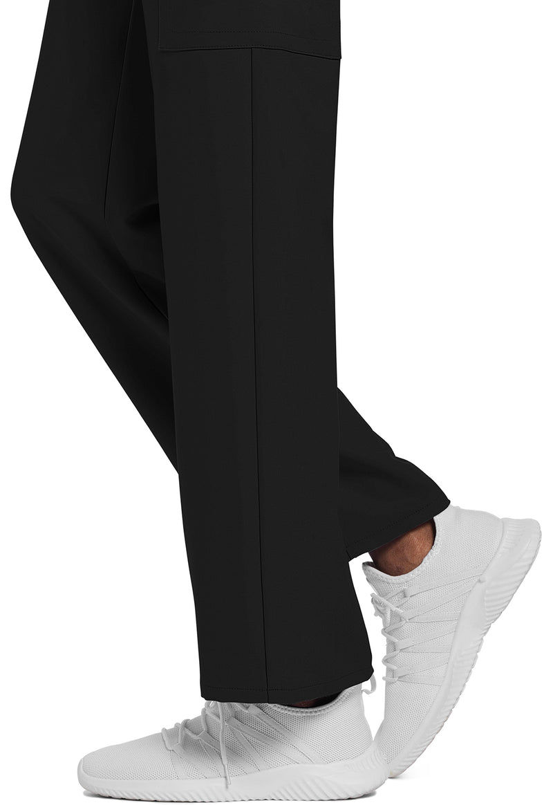 Black - Unisex Mid Rise Drawstring Straight Scrub Pants – Tall (View 4)