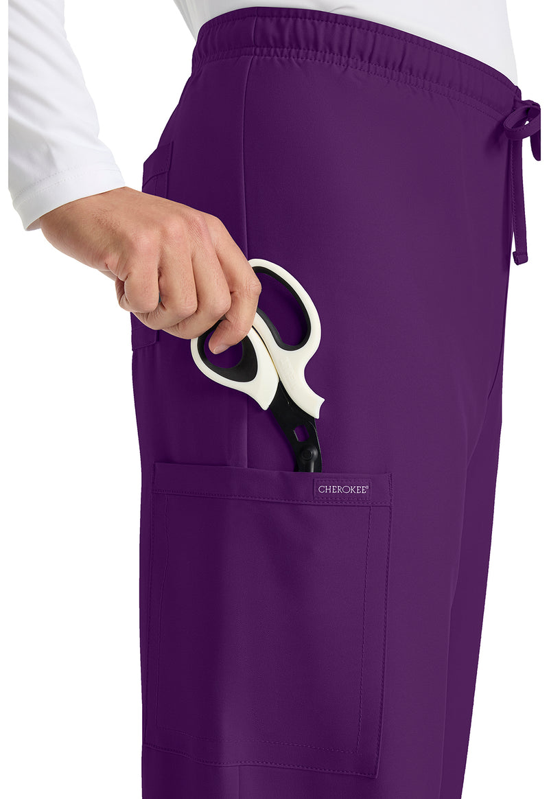 Eggplant - Unisex Mid Rise Drawstring Straight Scrub Pants – Tall (View 2)