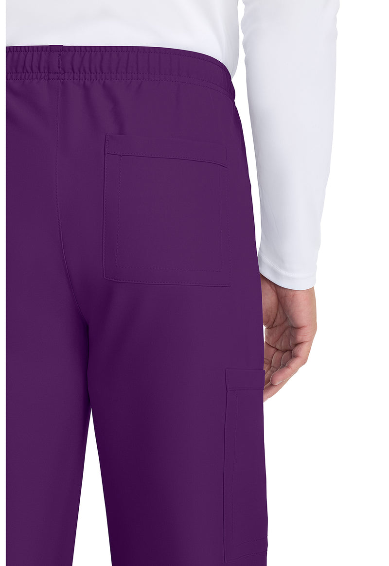 Eggplant - Unisex Mid Rise Drawstring Straight Scrub Pants – Tall (View 3)