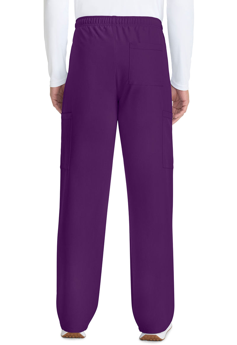 Eggplant - Unisex Mid Rise Drawstring Straight Scrub Pants – Tall (Back)