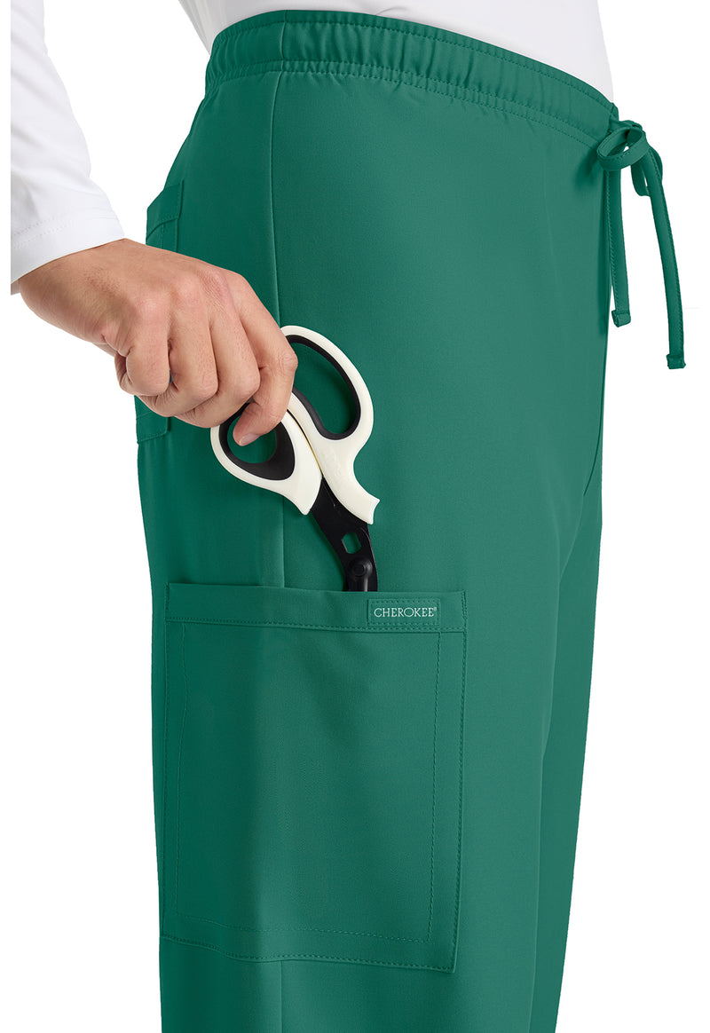 Hunter Green - Unisex Mid Rise Drawstring Straight Scrub Pants – Tall (View 2)