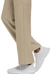 Khaki - Unisex Mid Rise Drawstring Straight Scrub Pants – Tall (View 4)