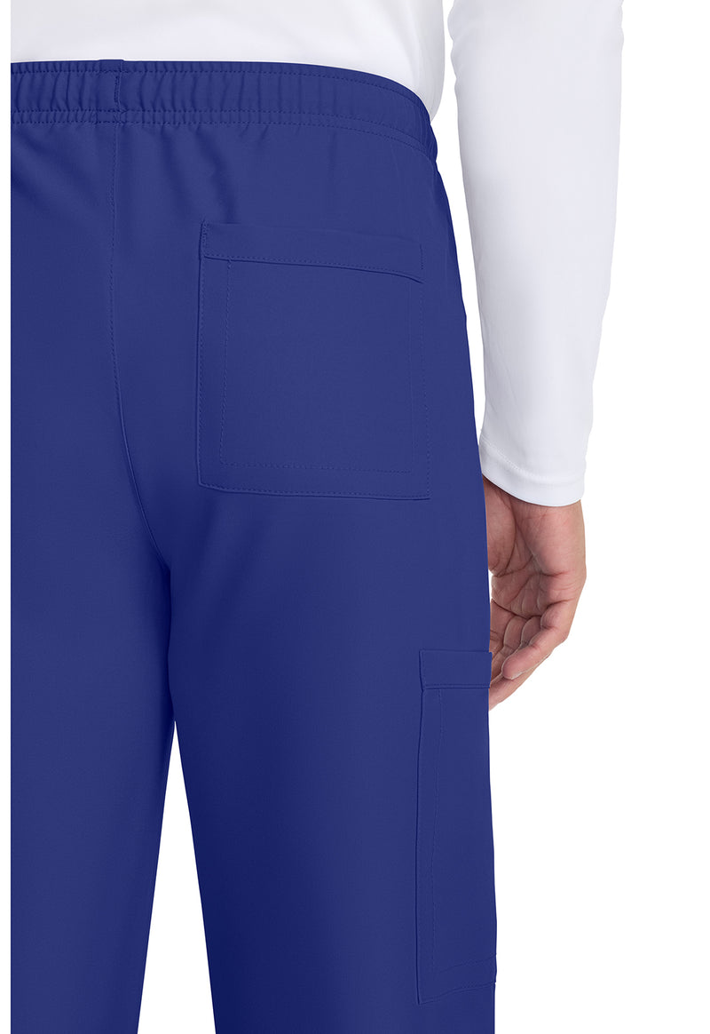 Navy - Unisex Mid Rise Drawstring Straight Scrub Pants – Tall (View 3)