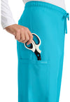 Turquoise - Unisex Mid Rise Drawstring Straight Scrub Pants – Tall (View 2)