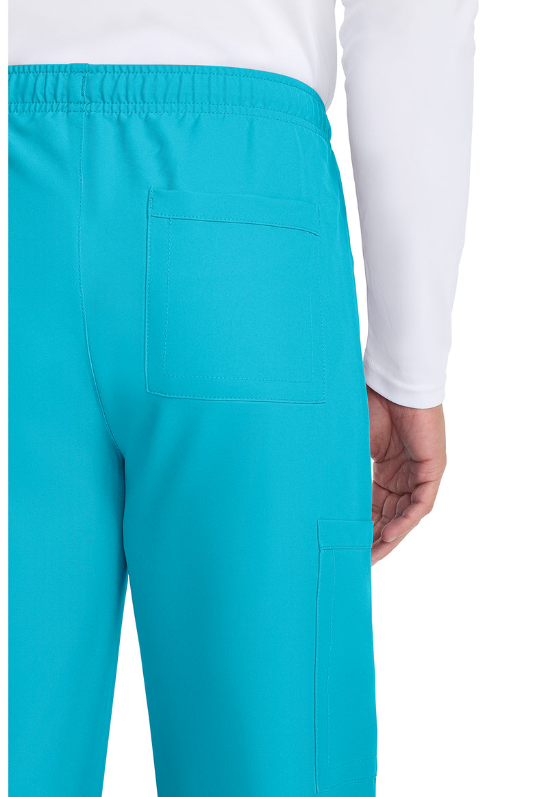Turquoise - Unisex Mid Rise Drawstring Straight Scrub Pants – Tall (View 3)