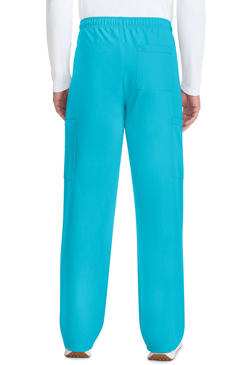 Turquoise - Unisex Mid Rise Drawstring Straight Scrub Pants – Tall (Back)