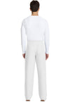 White - Unisex Mid Rise Drawstring Straight Scrub Pants – Tall (Back)