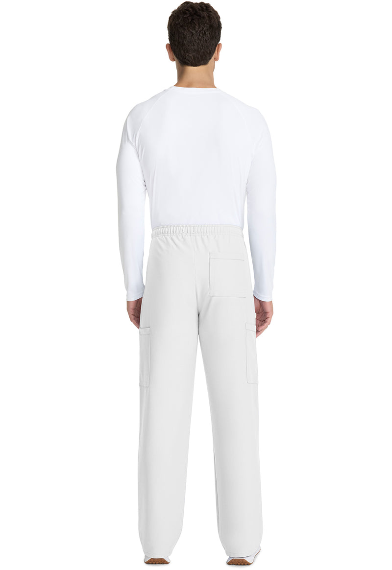 White - Unisex Mid Rise Drawstring Straight Scrub Pants – Tall (Back)