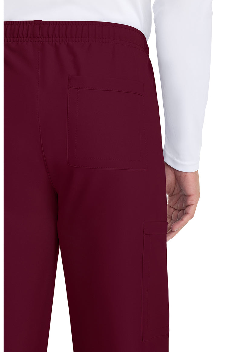 Wine - Unisex Mid Rise Drawstring Straight Scrub Pants – Tall (View 3)