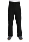 Black - Unisex Mid Rise Drawstring Straight Scrub Pants