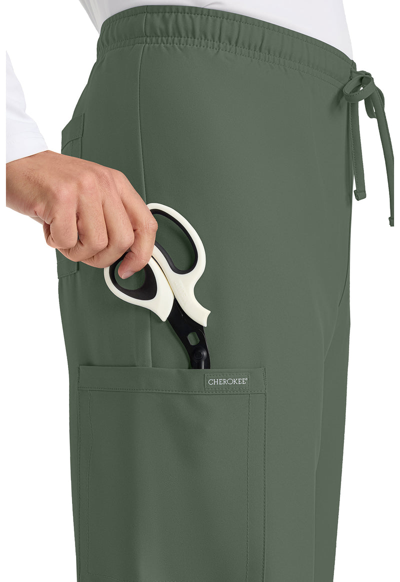 olive - Unisex Mid Rise Drawstring Straight Pant (View 2)