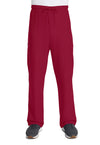 RED - Unisex Mid Rise Drawstring Straight Scrub Pants