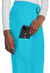 Turquoise - Unisex Mid Rise Drawstring Straight Scrub Pants – Regular (View 3)