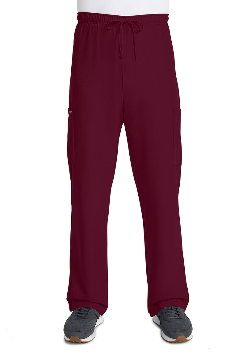 Wine - Unisex Mid Rise Drawstring Straight Scrub Pants