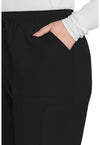 Black - Women's Mid Rise Pull-on Slim Leg Cargo Scrub Pants – Tall (View 2)